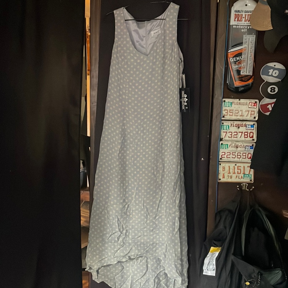 Size 16 high low pastel blue polka dot vintage dress